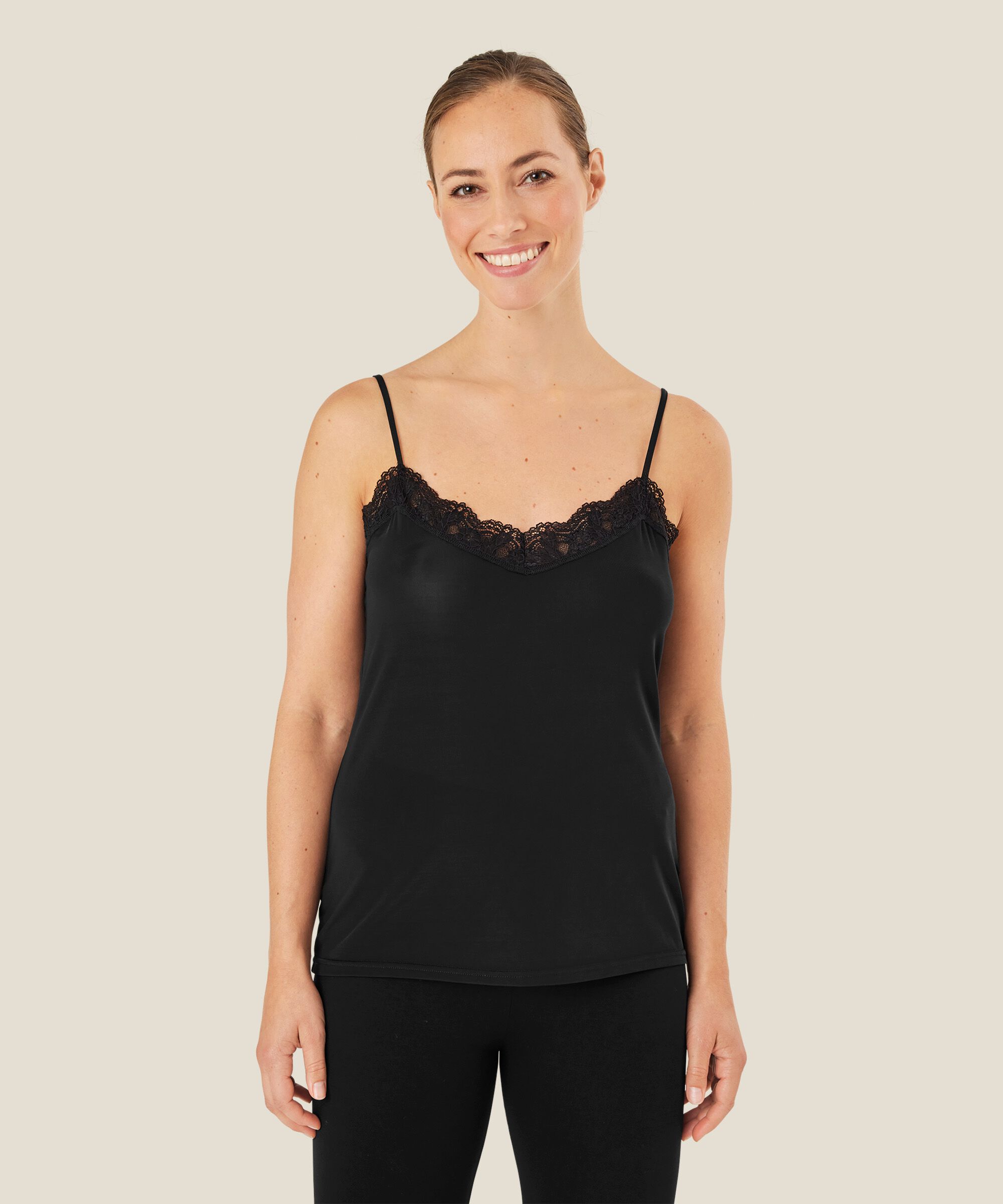 Débardeur avec dentelle, Black