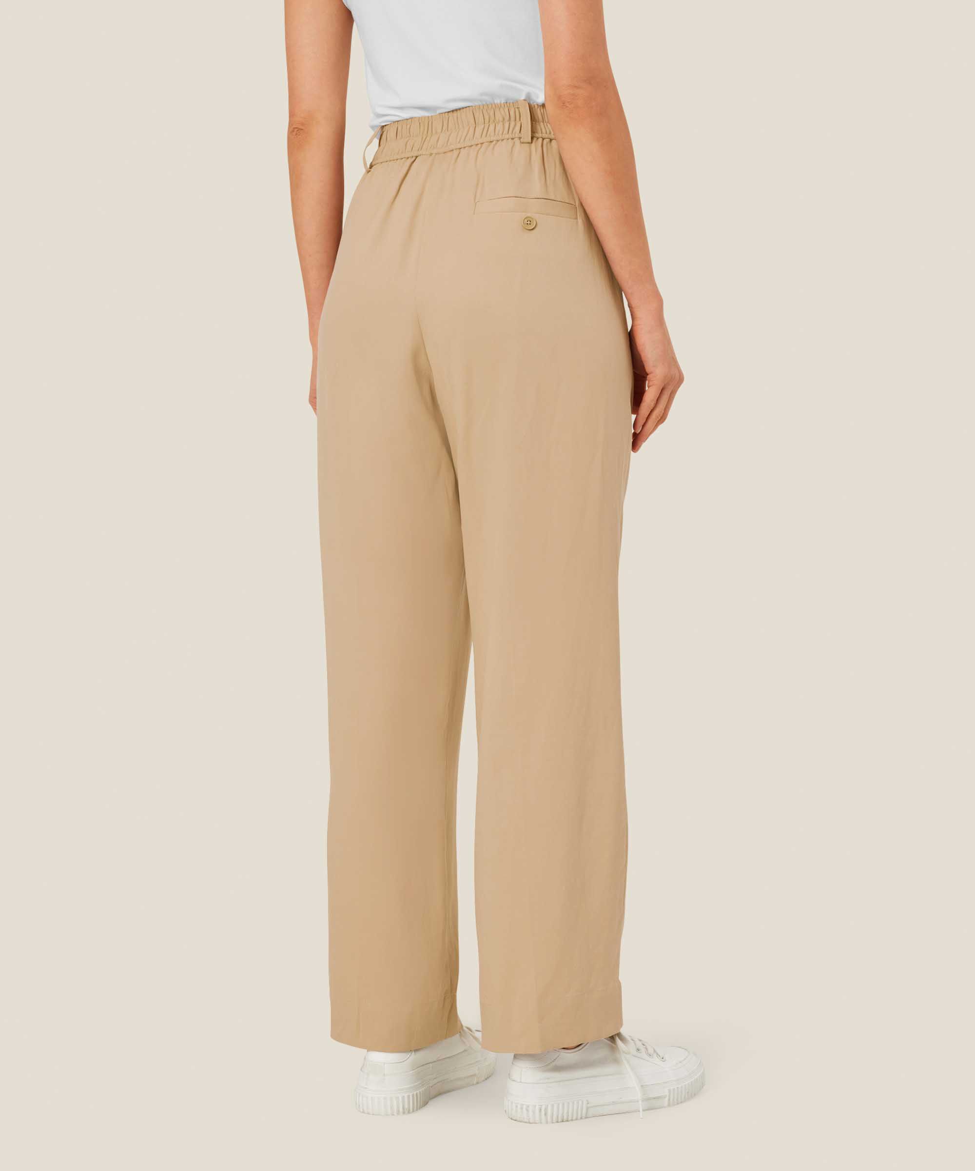 pantalon en mélange de lyocell avec élastique au dos, Safari