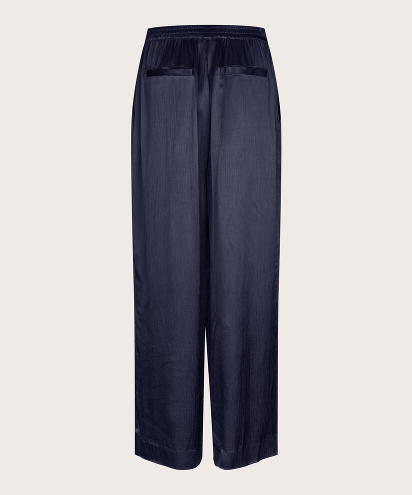 pantalon en viscose brillante avec surface côtelée, Navy Blazer