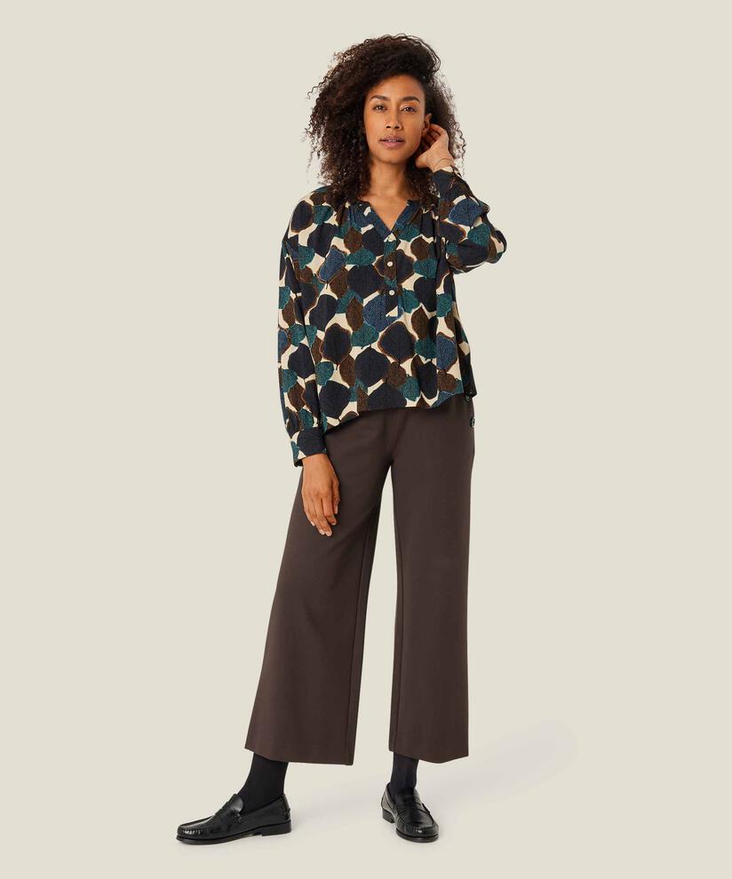 blouse en coton à col en V, Chipmunk