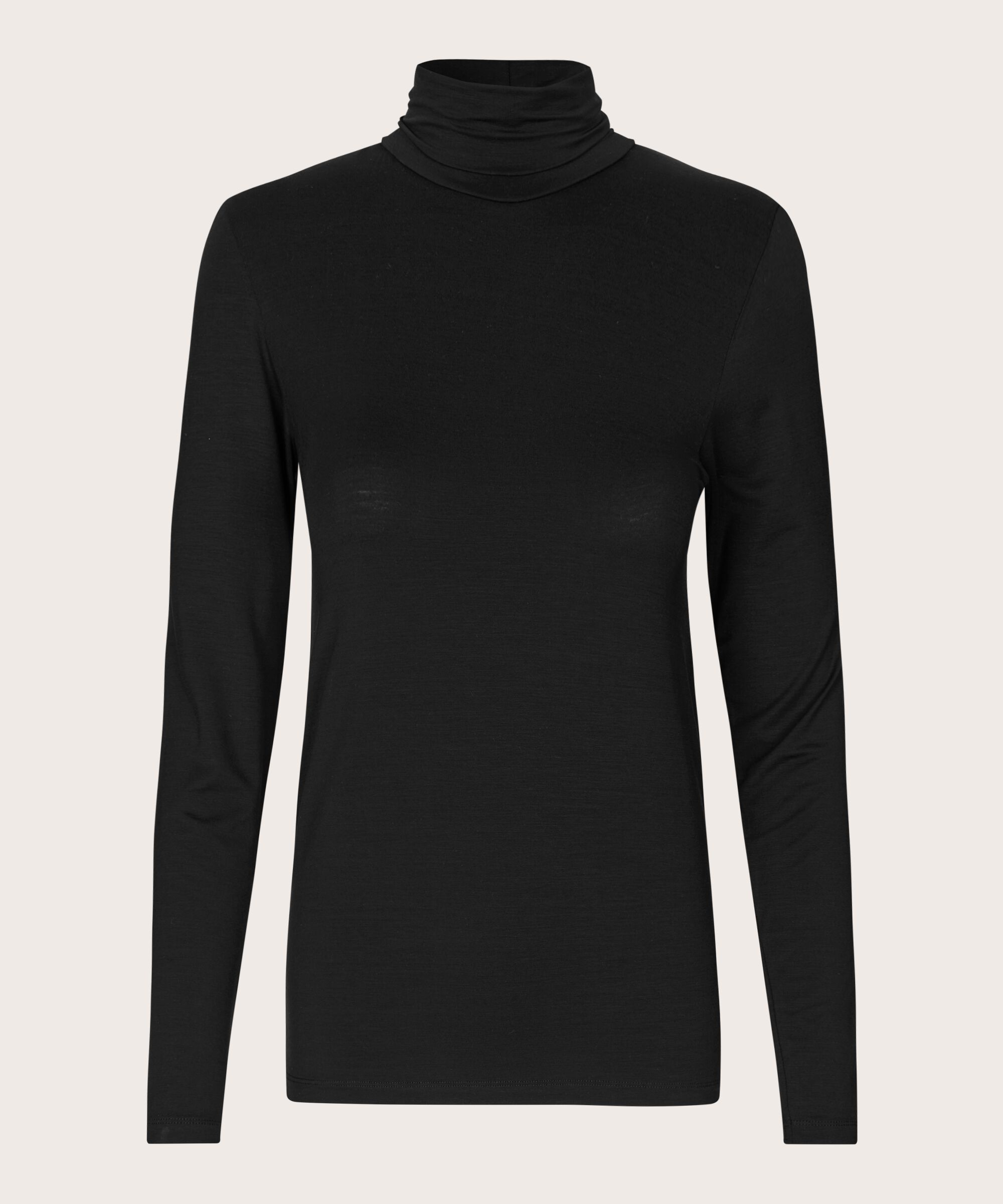 Blouse À Col Roulé En Jersey Doux, Black