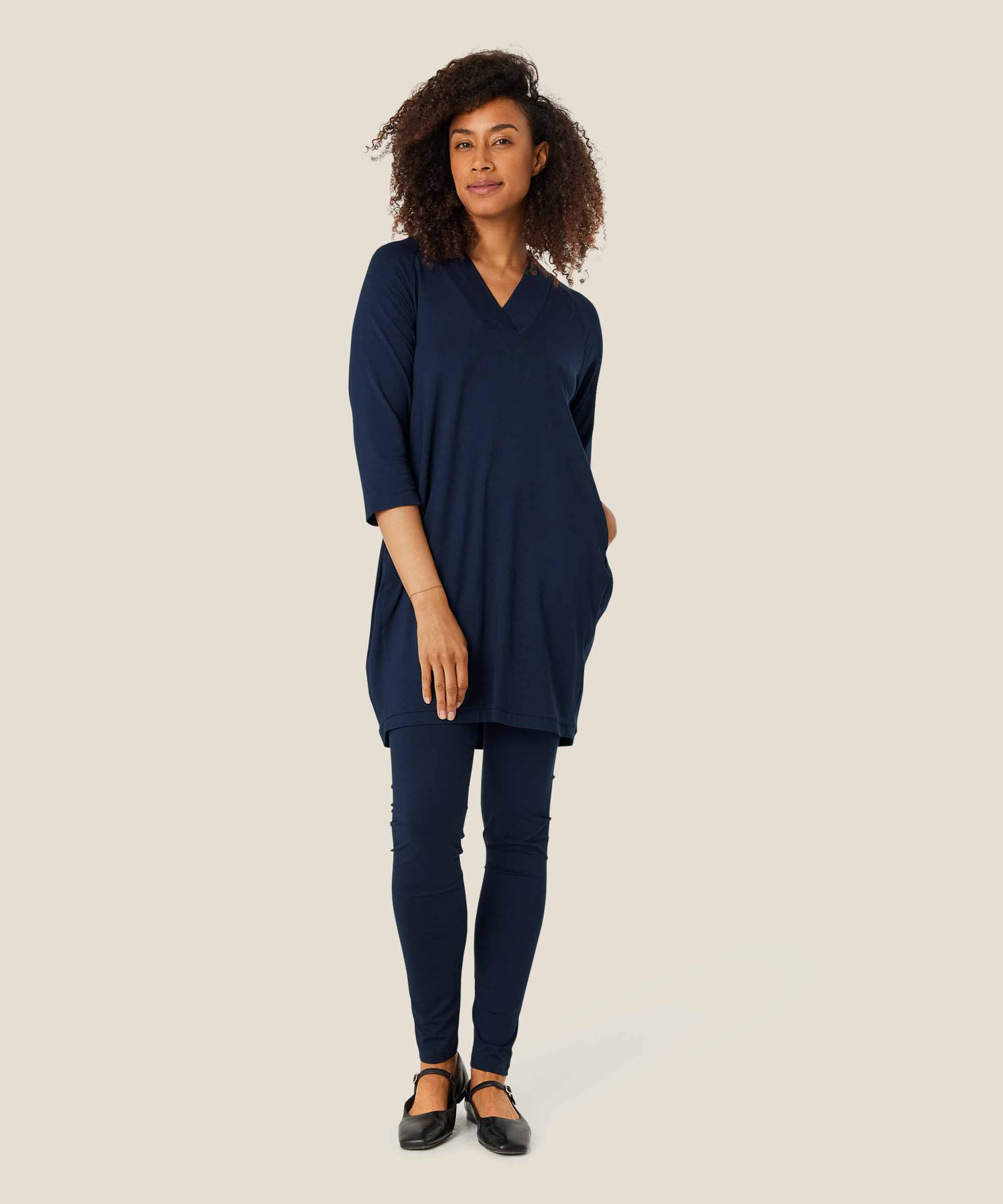 Legging Long En Jersey Doux, Navy