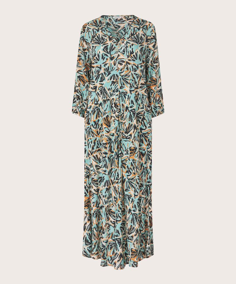 robe en viscose à manches 3/4 et col en V, Aqua