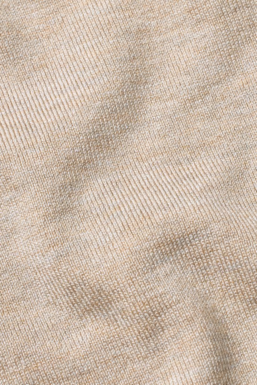 pull en maille à col montant avec détails contrastés, L beige mel