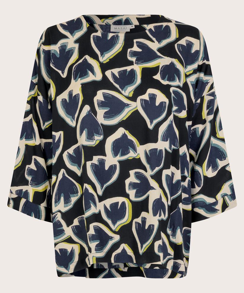Blouse En Viscose À Manches 3/4, Maritime Blue