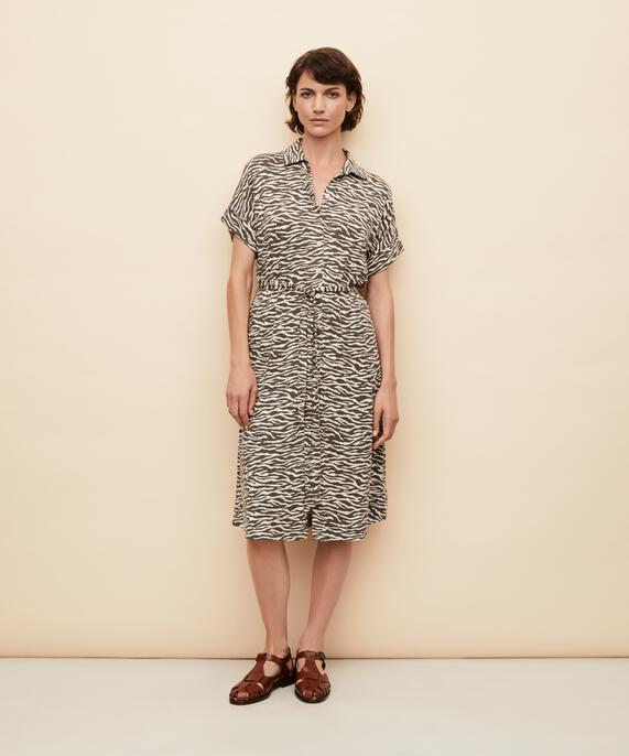 robe chemise en jersey avec lien amovible, Raven