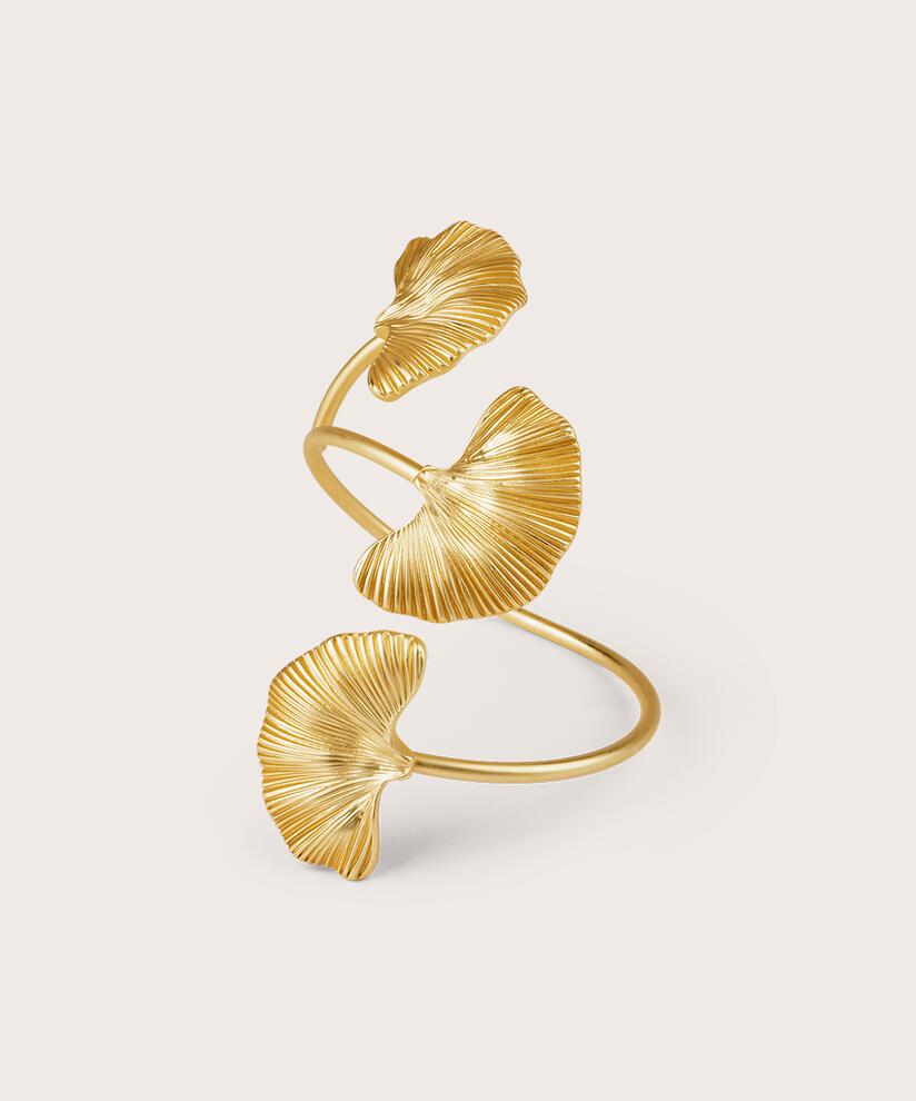 bracelet plaqué or avec motif feuilles, Gold