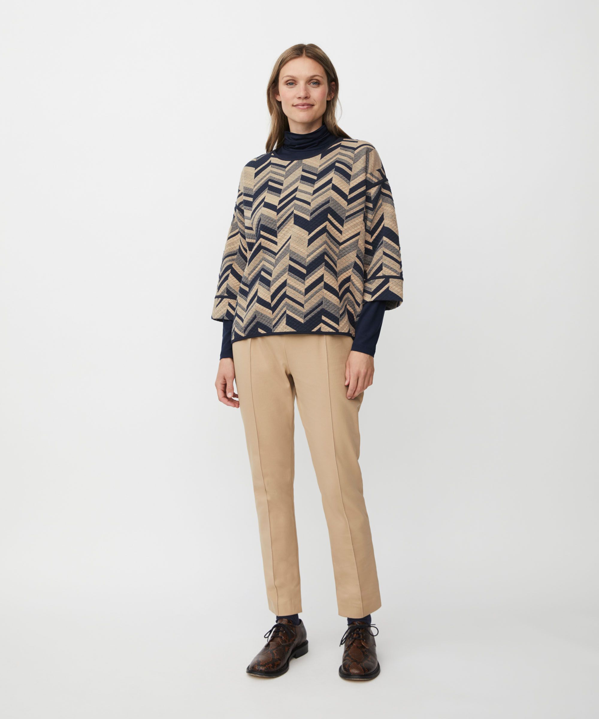 Blouse À Manches 3/4 En Jersey Structuré, Travertine