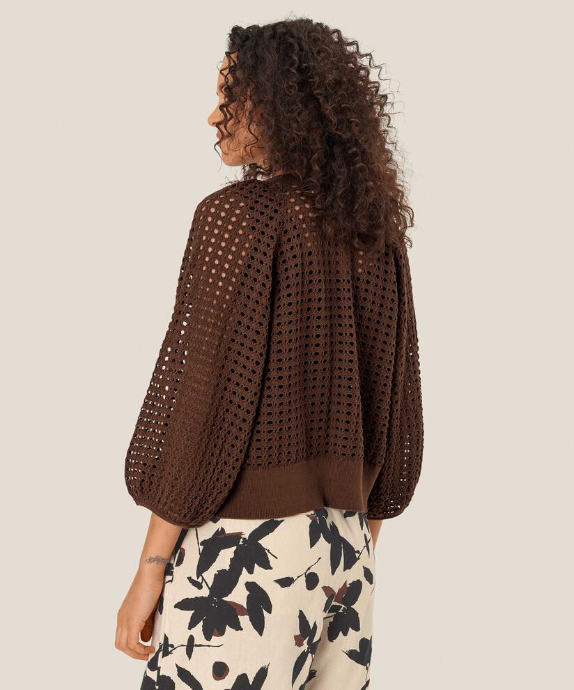 cardigan à trous avec manches 3/4, Chestnut