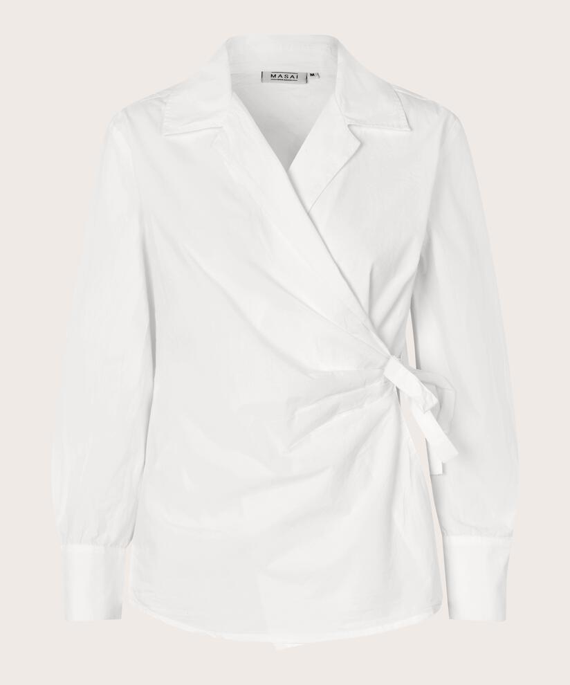 chemise cache-cœur en popeline de coton, White