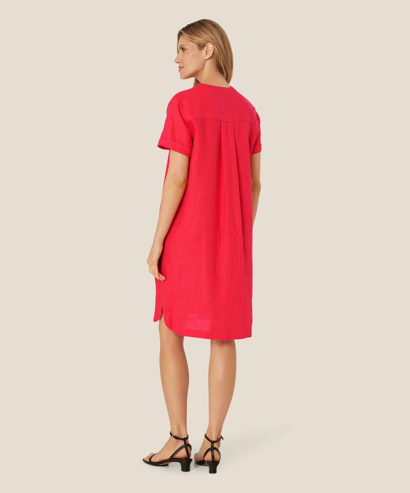 robe en lin avec col en V et poches fendues, Hibiscus