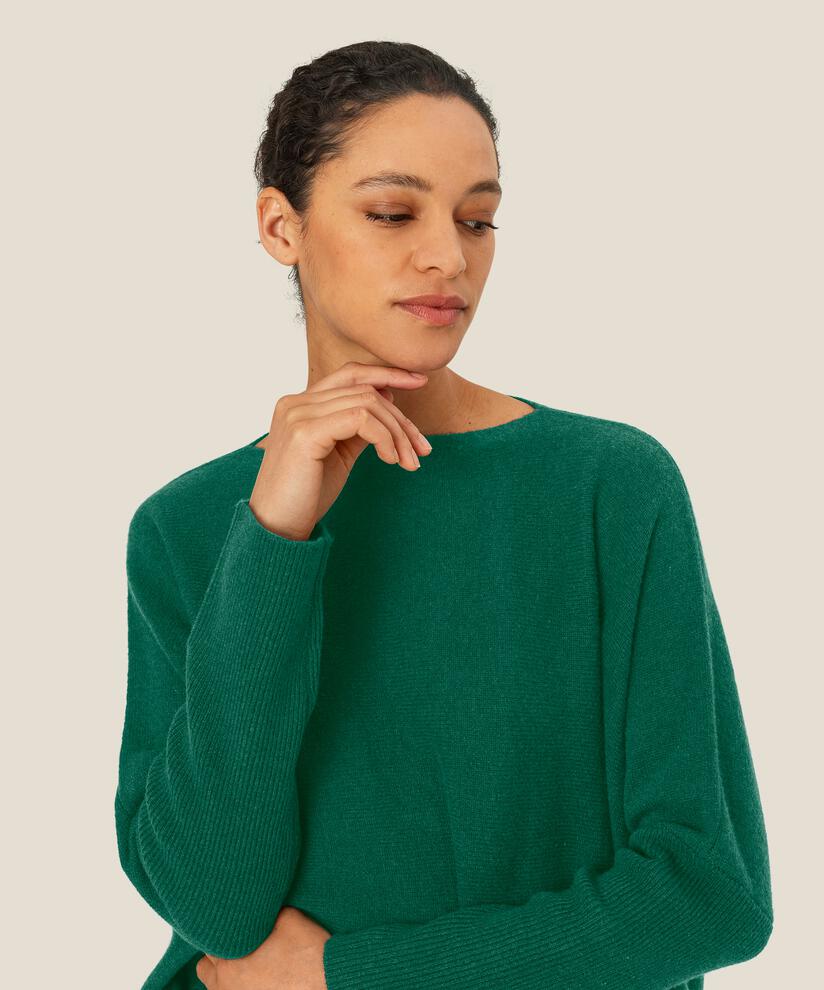 pull en laine oversize à col rond, D. Grass Green