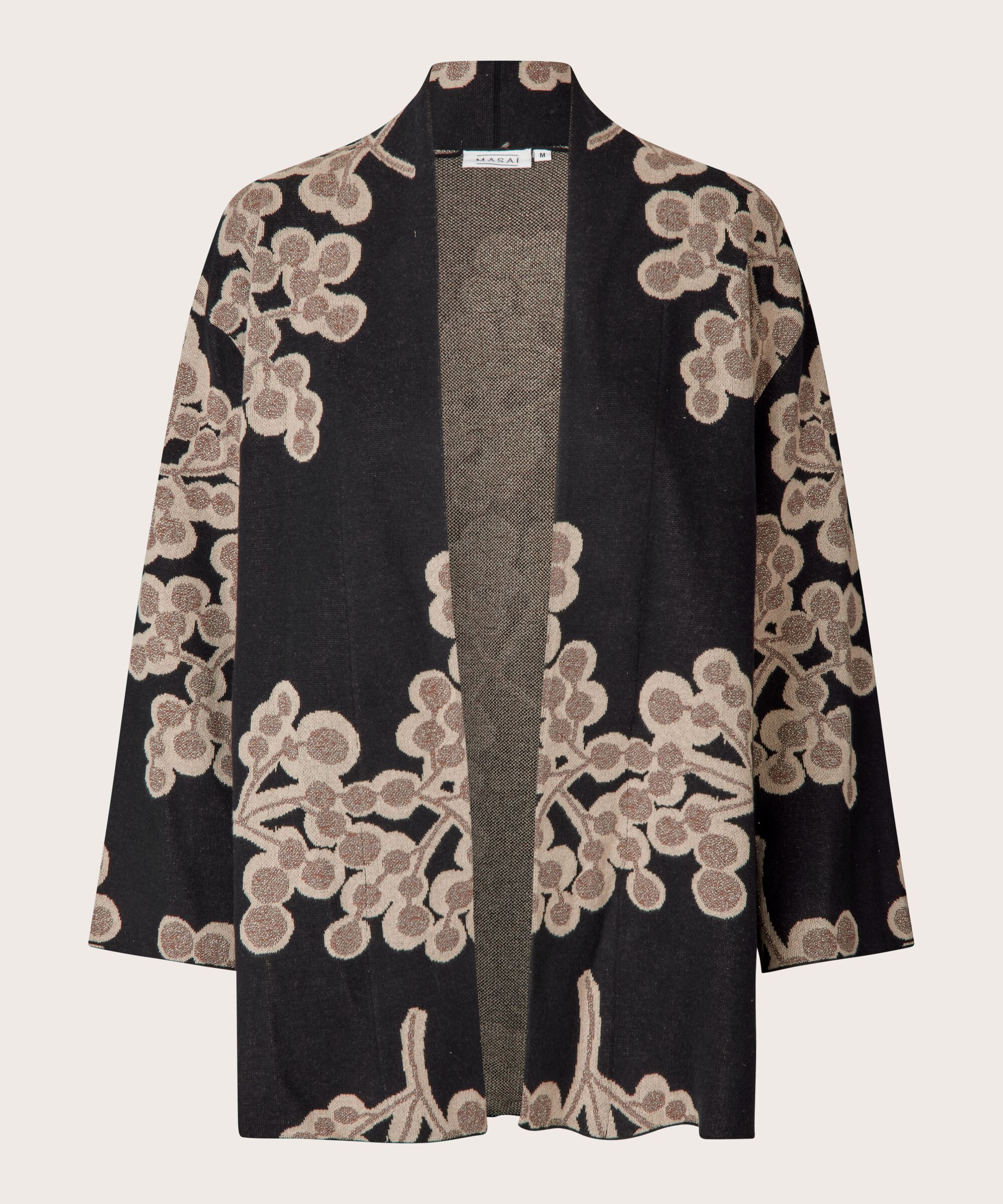 cardigan ouvert à imprimé floral, Black