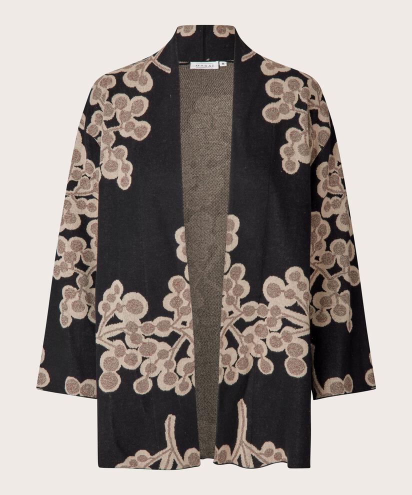 cardigan ouvert à imprimé floral, Black