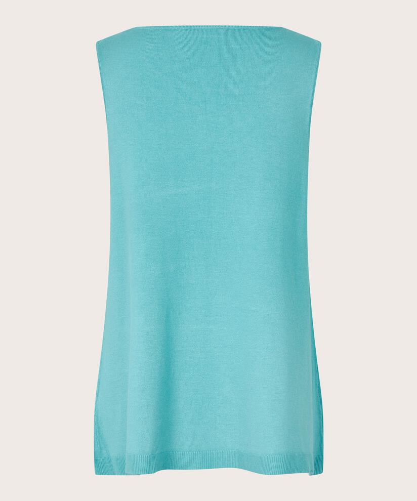 Top sans manches en maille fine, Aqua
