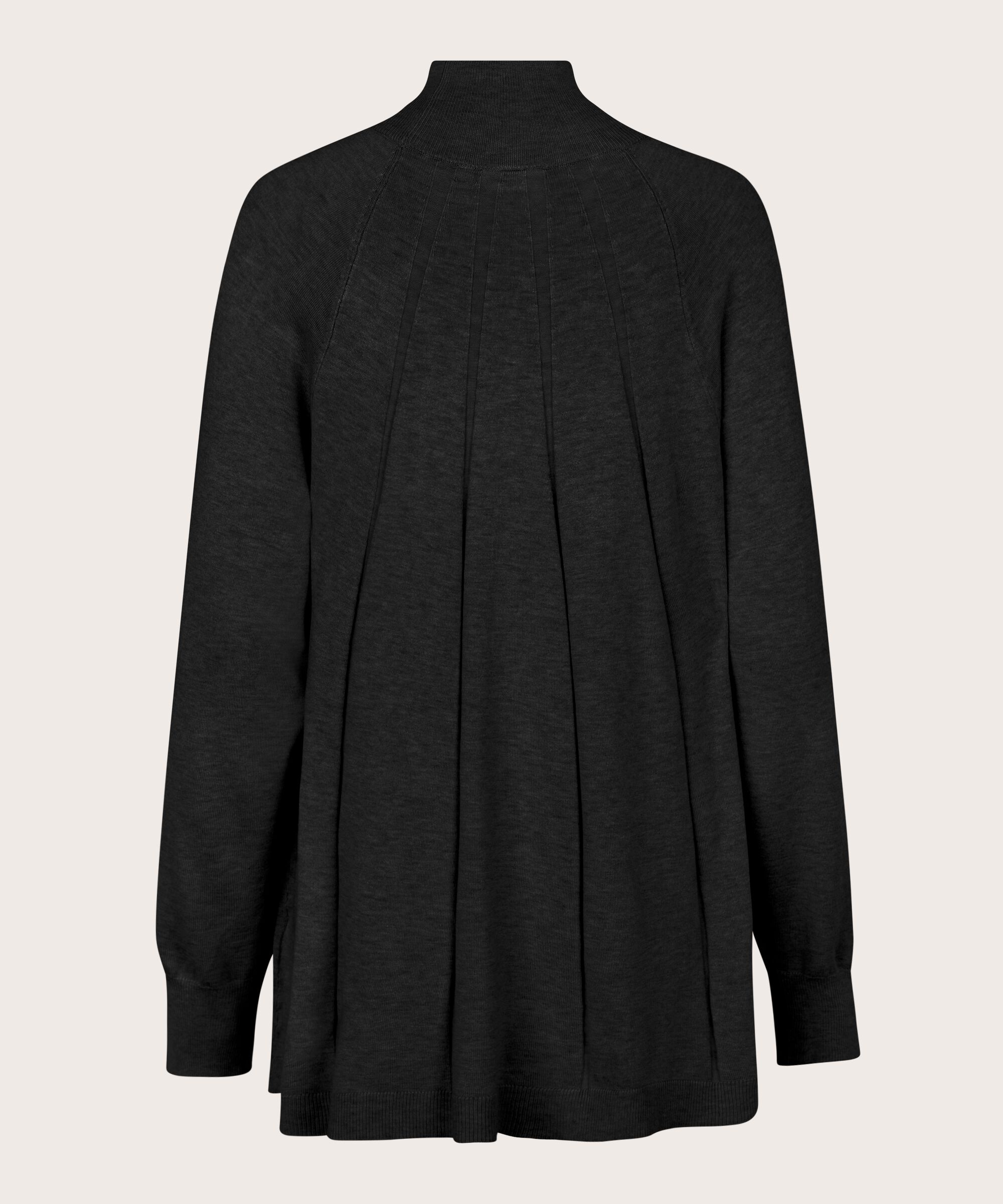 pull en maille fine avec plis et col, Black