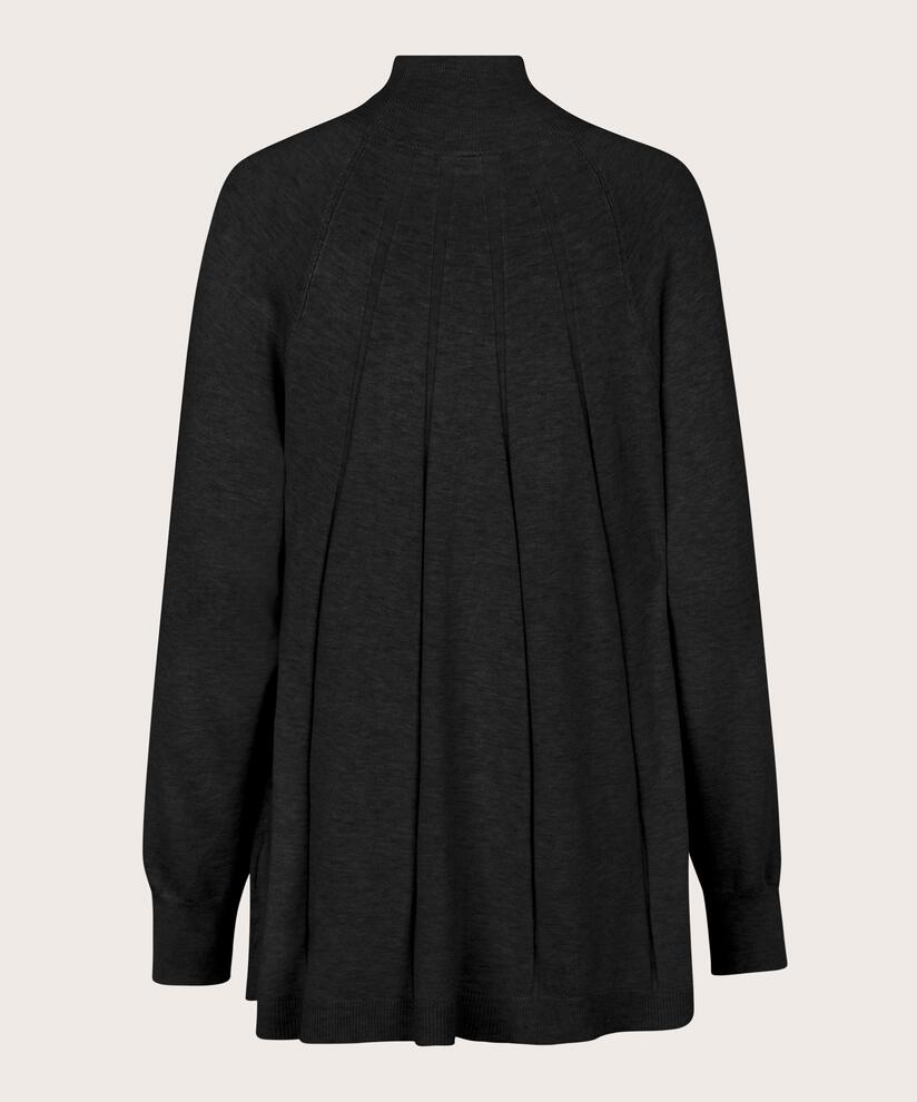 pull en maille fine avec plis et col, Black