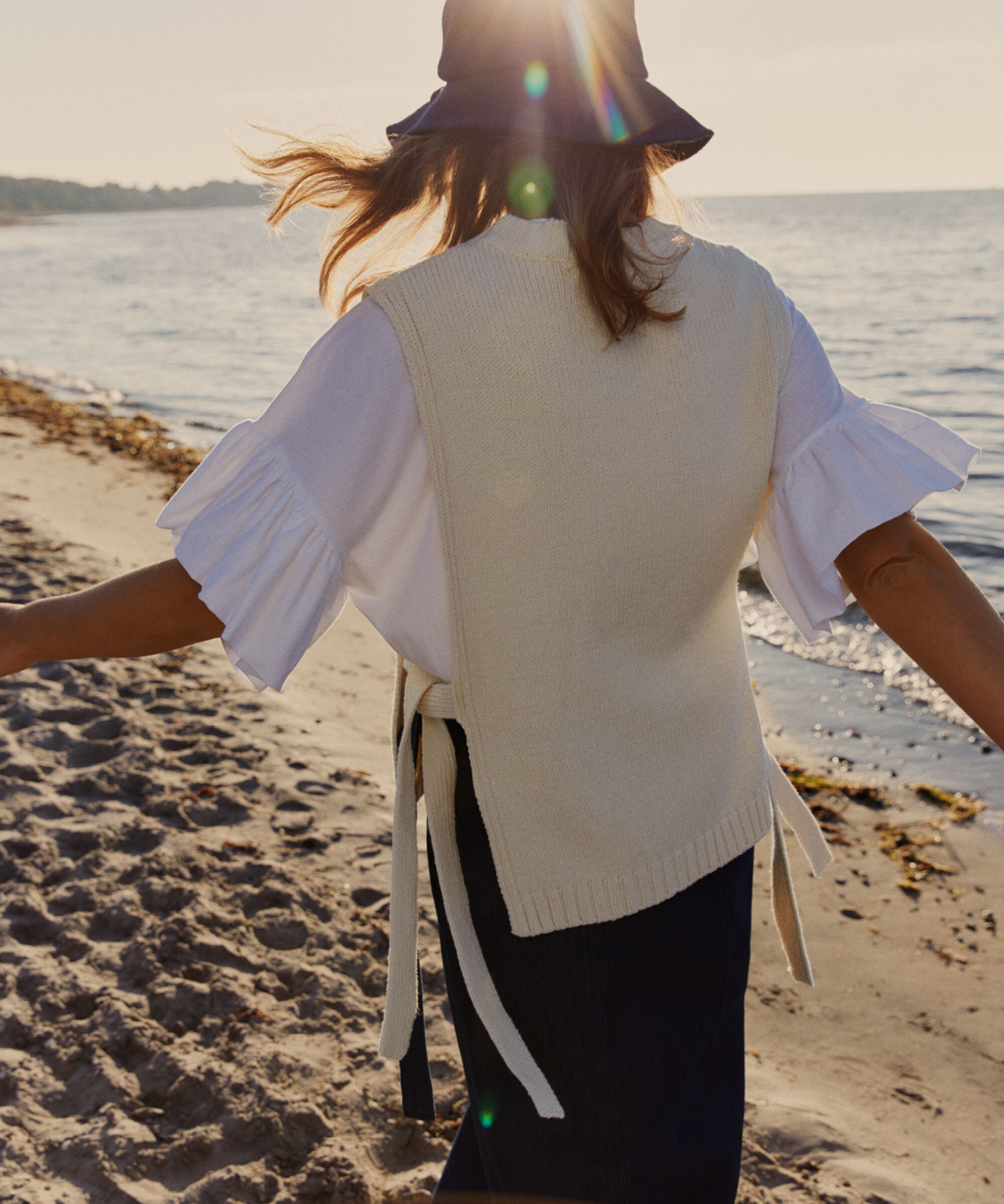 gilet en maille avec liens sur le côté, Whitecap