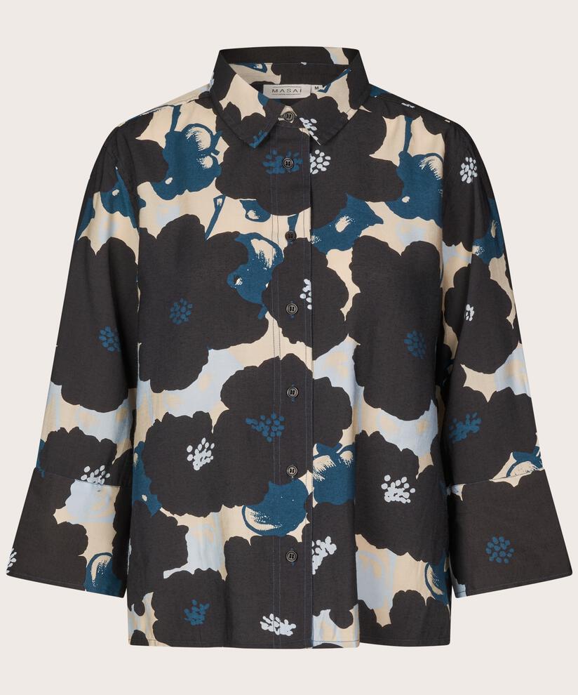 chemise en coton fleuri à manches 3/4, Moonlit Ocean