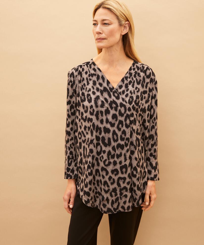 tunique en viscose à motif effet portefeuille, Steel Grey