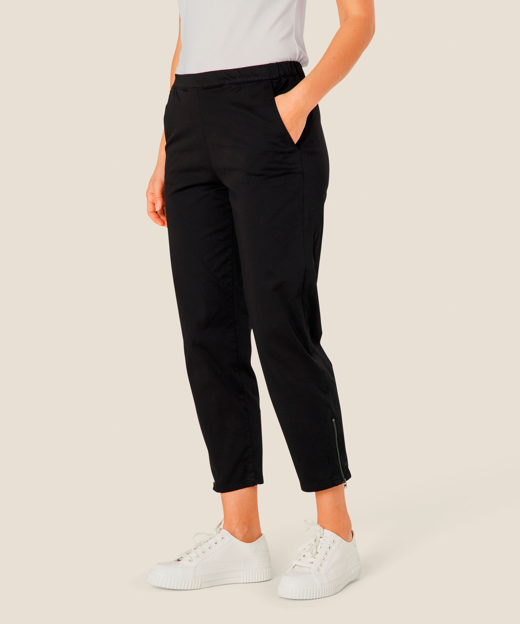 Pantalon À La Cheville En Coton Stretch, Black