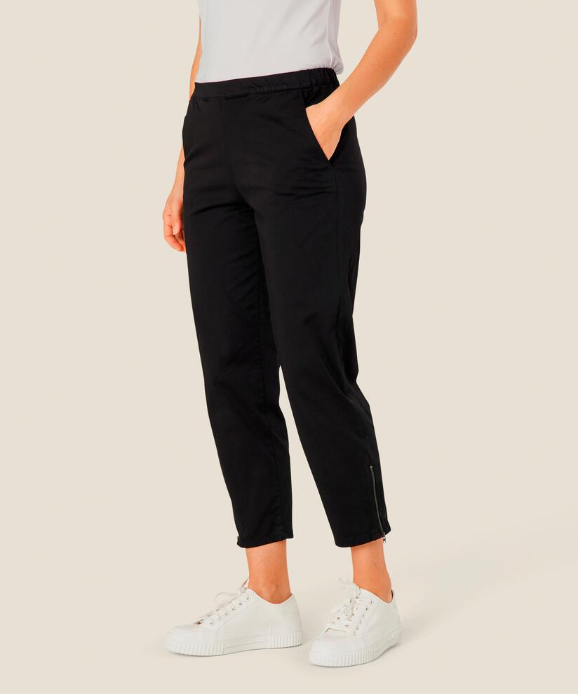 Pantalon À La Cheville En Coton Stretch, Black