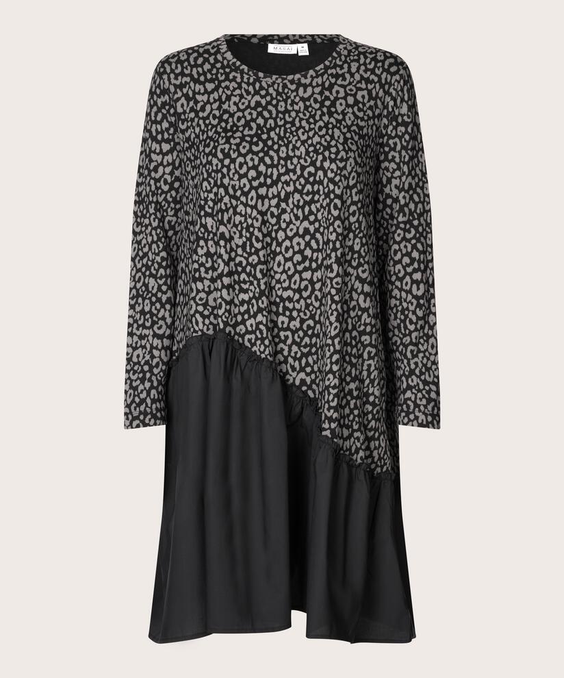 robe en jersey avec jupe asymétrique cousue, Steel Grey