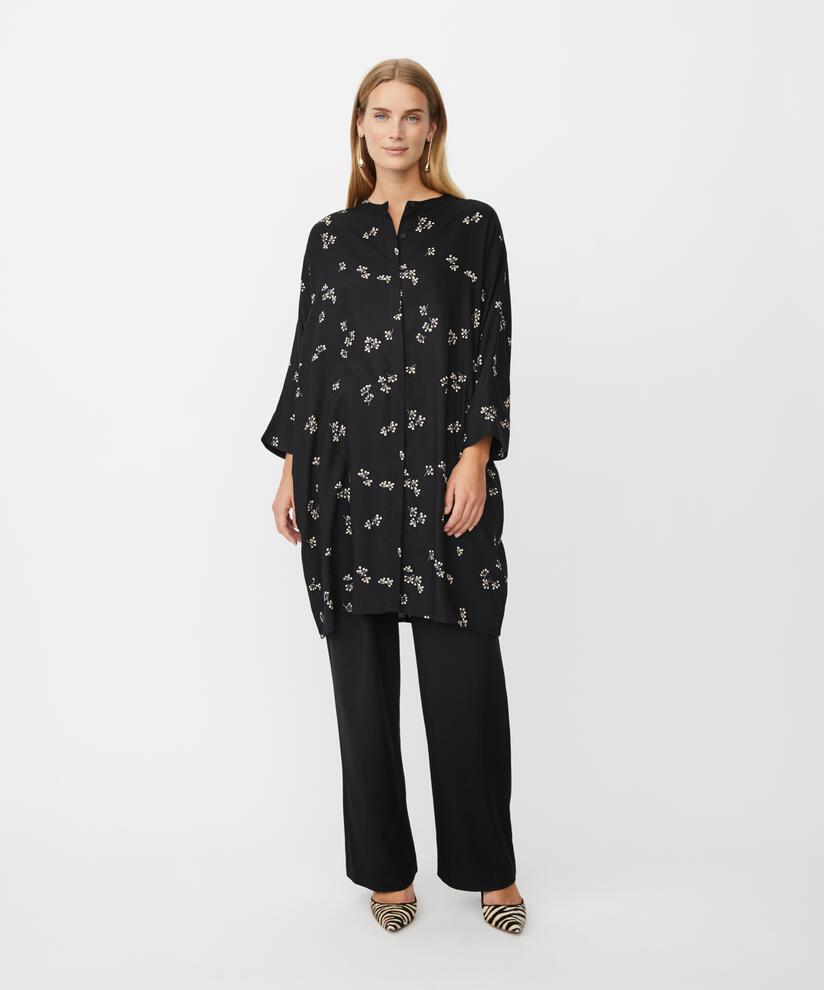 Robe Chemise À Motif En Viscose, Black