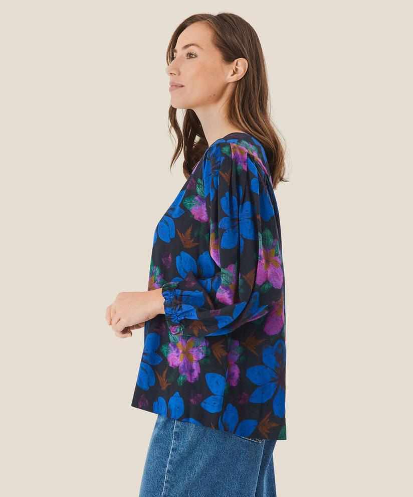 Blouse en viscose à col rond, Wild Aster