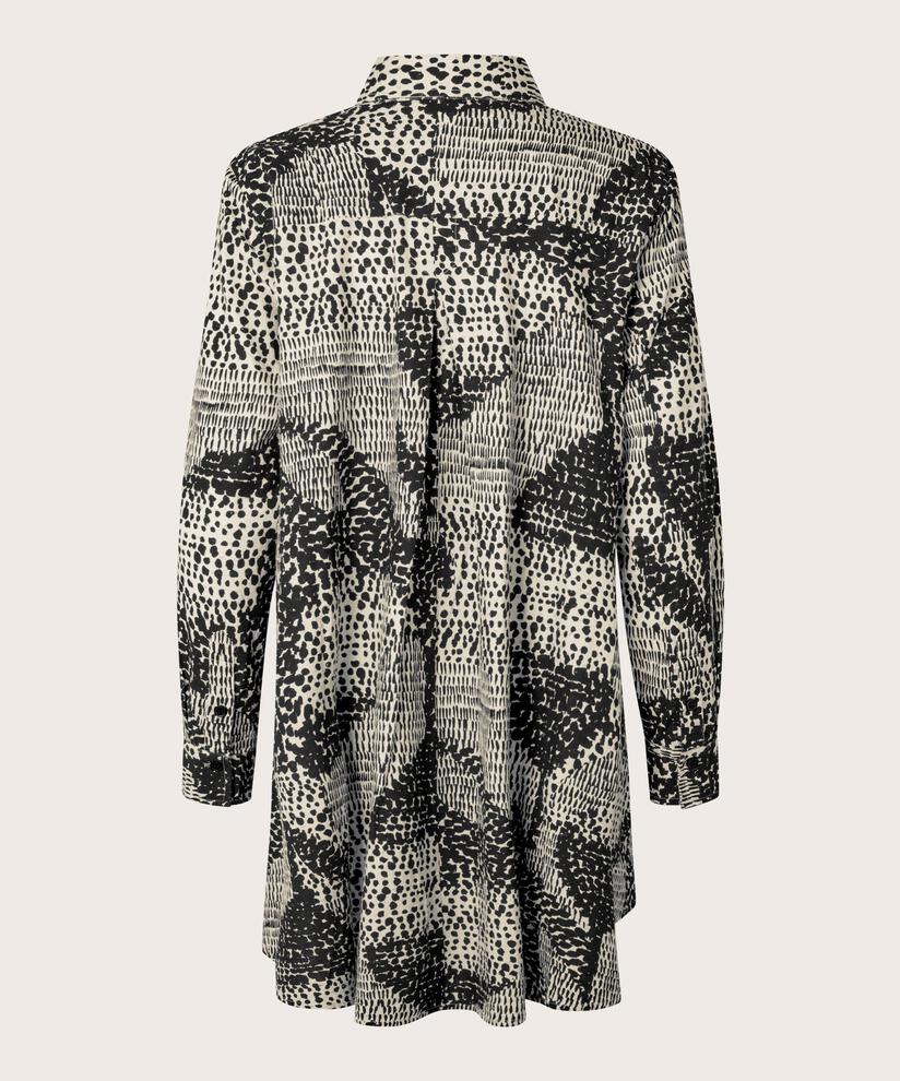 chemise en coton imprimé avec dos plus long, Black
