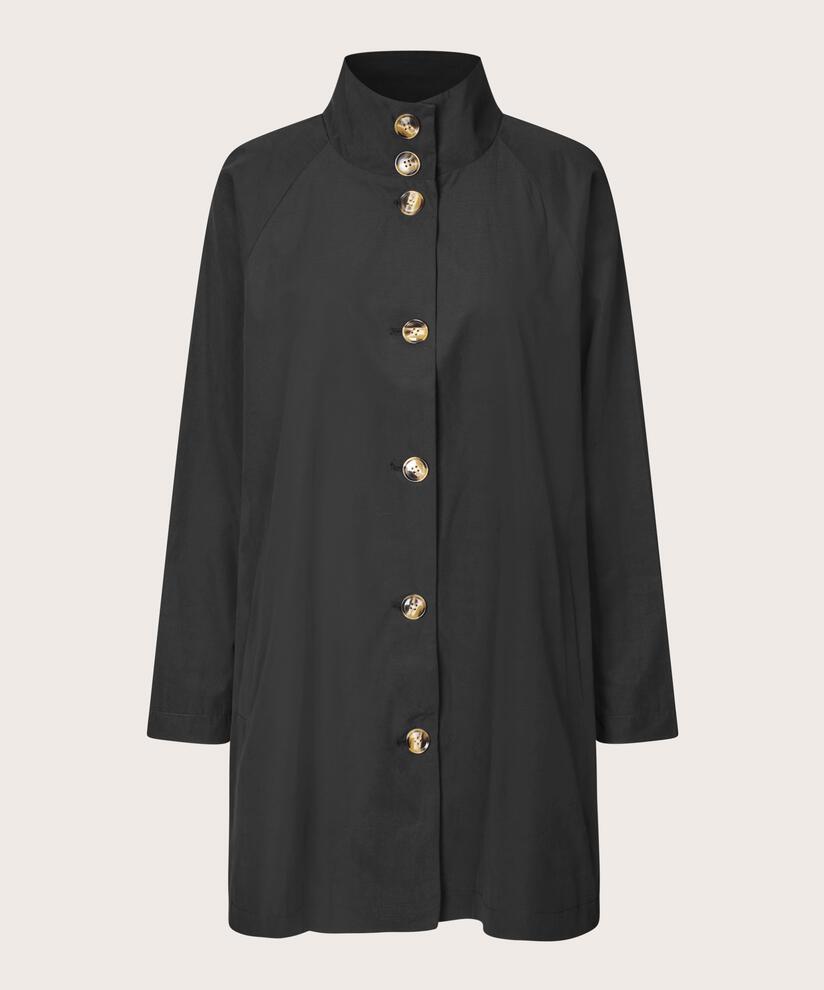 manteau avec boutons et col montant, Black