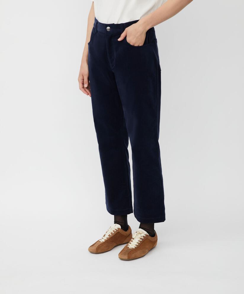 pantalon court en velours côtelé avec ceinture fixe, Navy Blazer