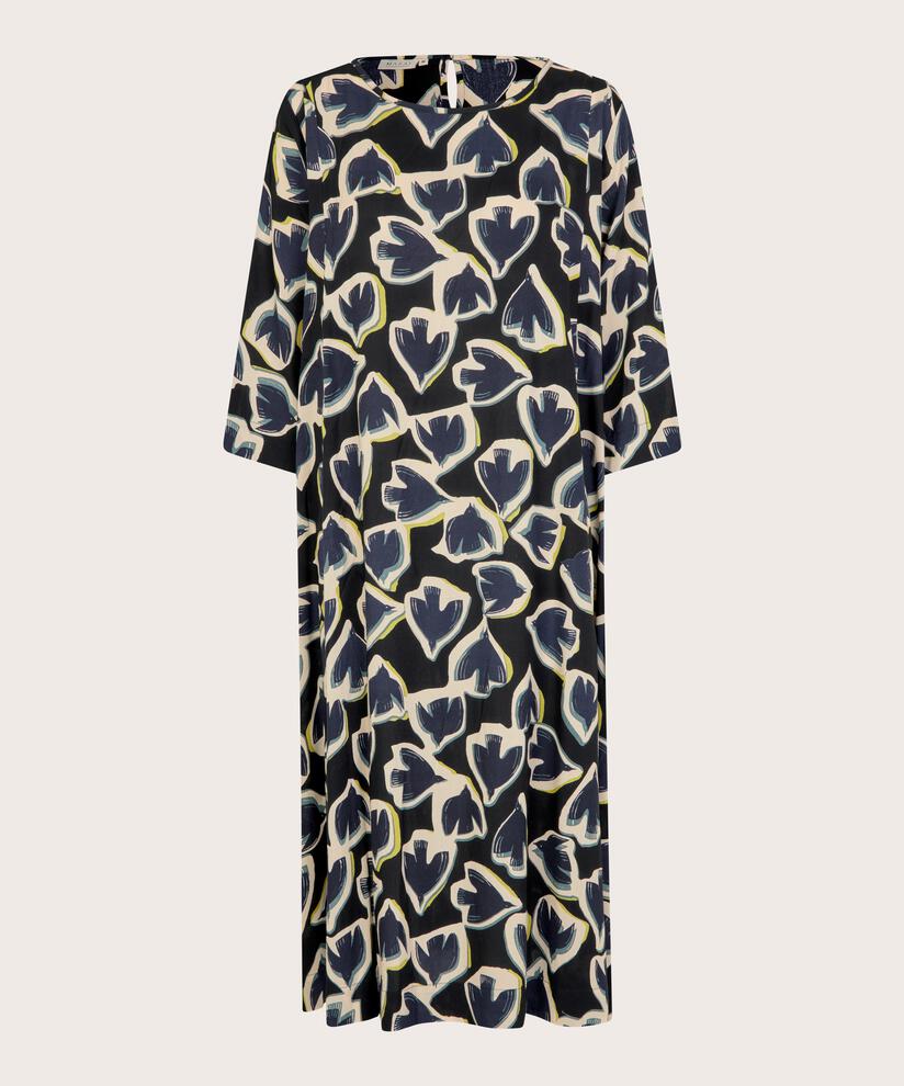 Robe En Viscose Avec Un Bouton Au Cou, Maritime Blue