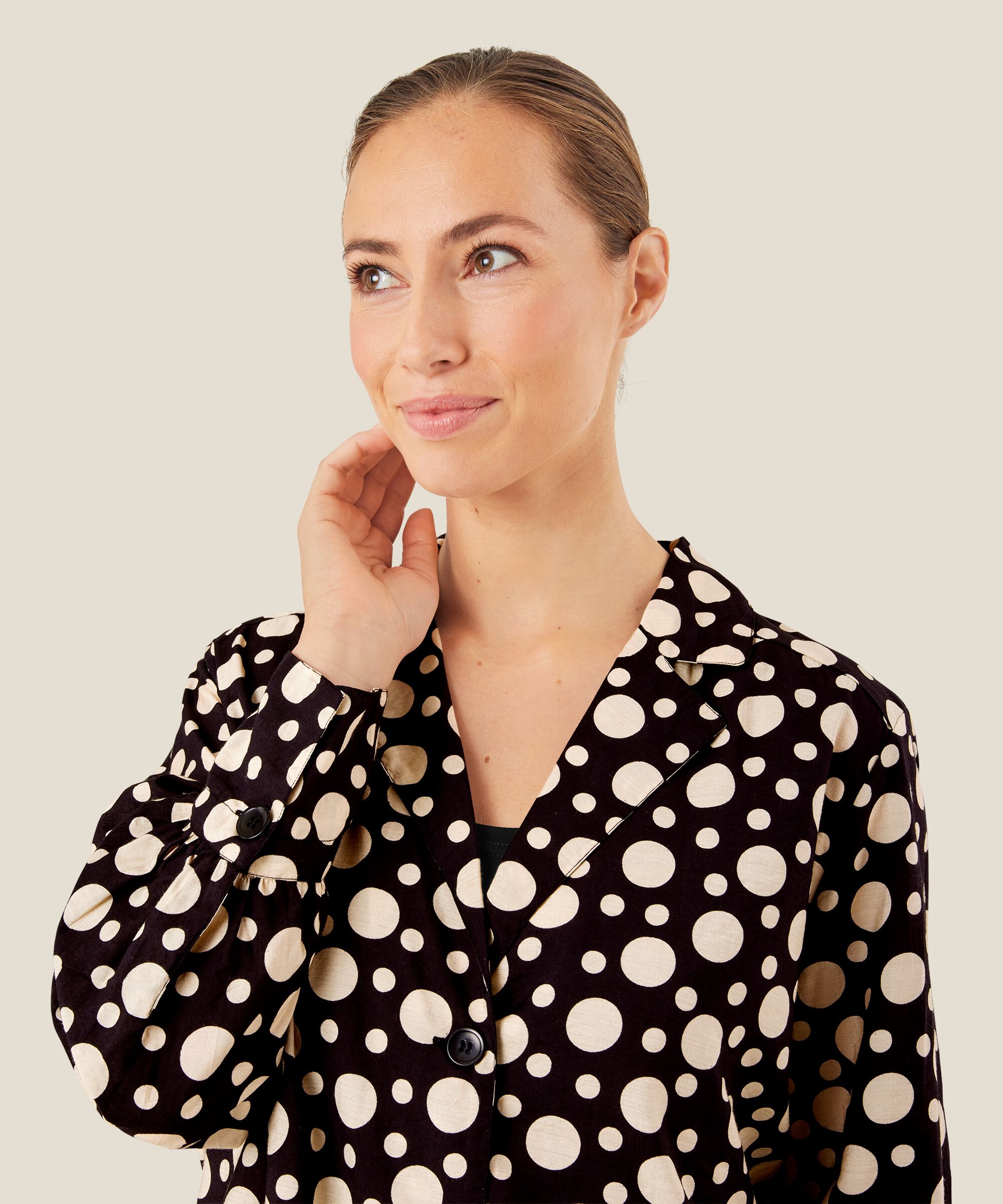 Veste chemise à pois en viscose, Black
