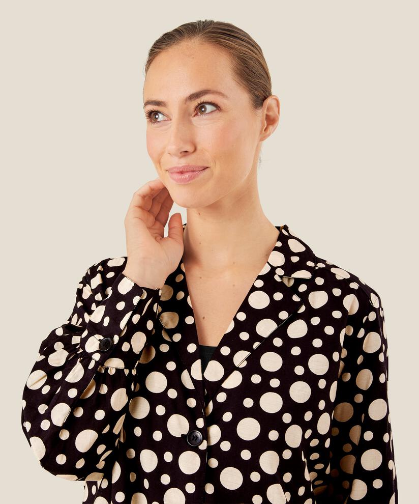 Veste chemise à pois en viscose, Black