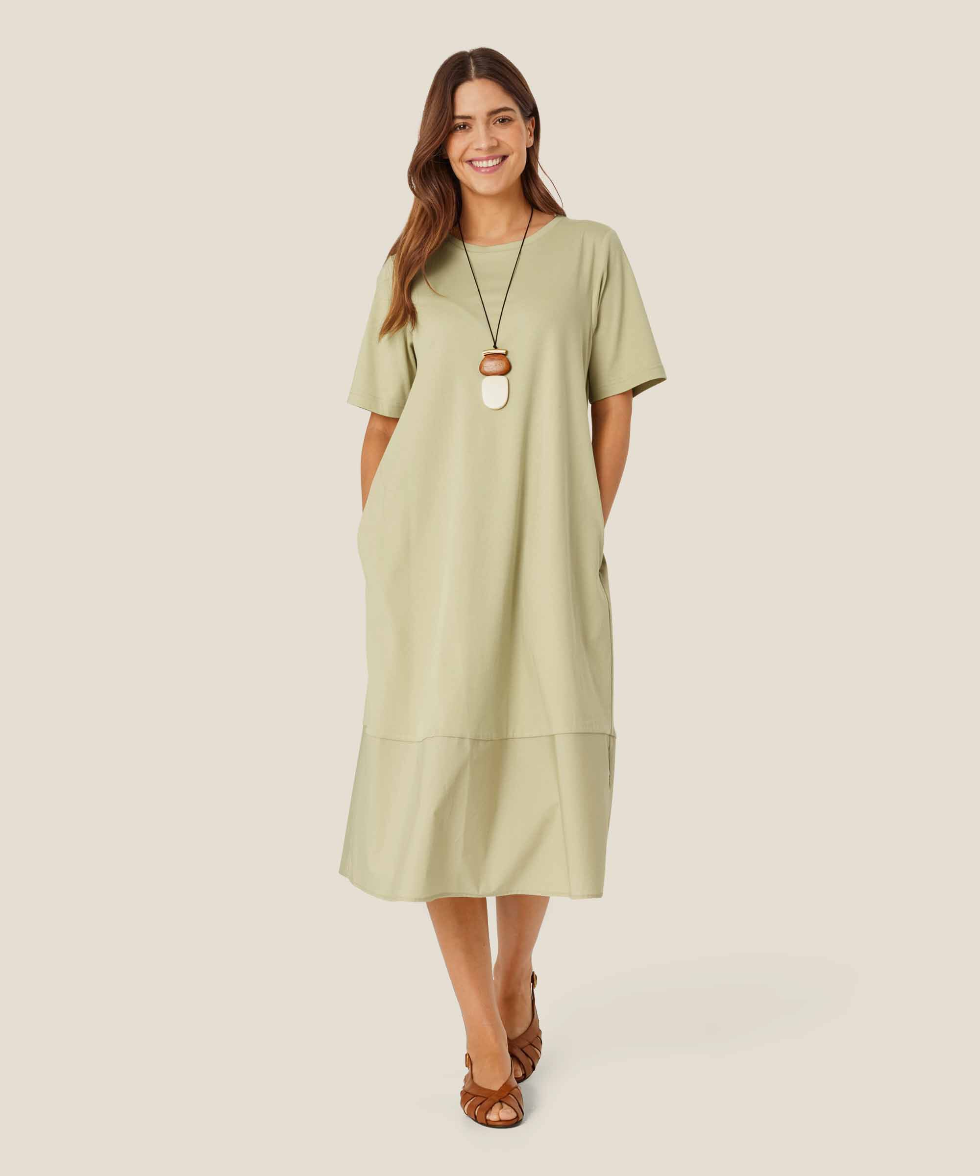robe en mélange de jersey et popeline de coton, Bog