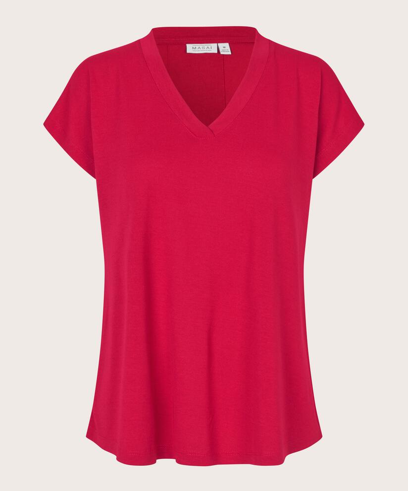 T-shirt En Jersey Col V, Persian Red