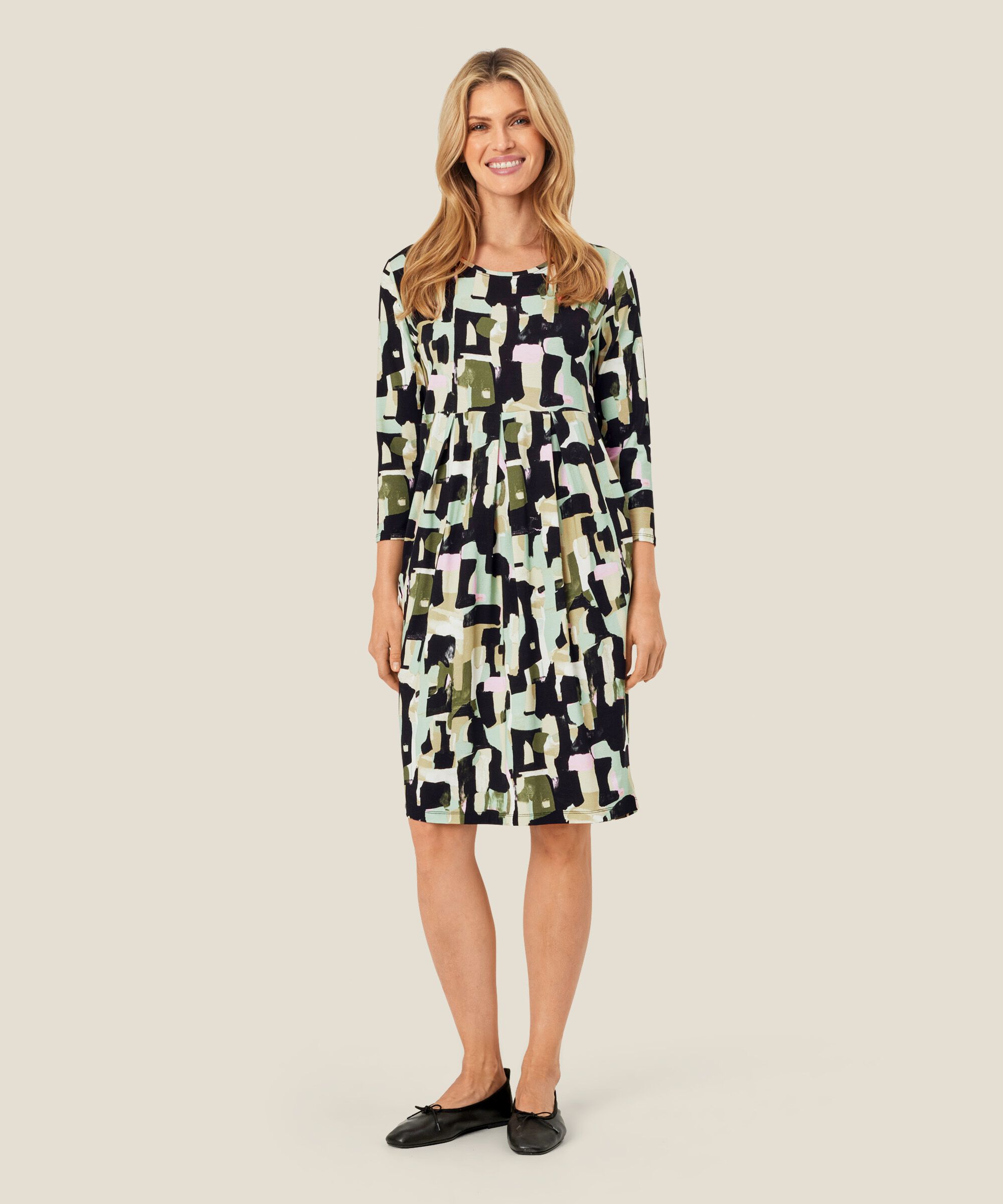 robe tulipe en jersey imprimé, Frosty Green