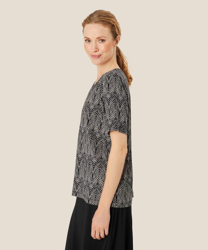 t-shirt imprimé à col en V, Black