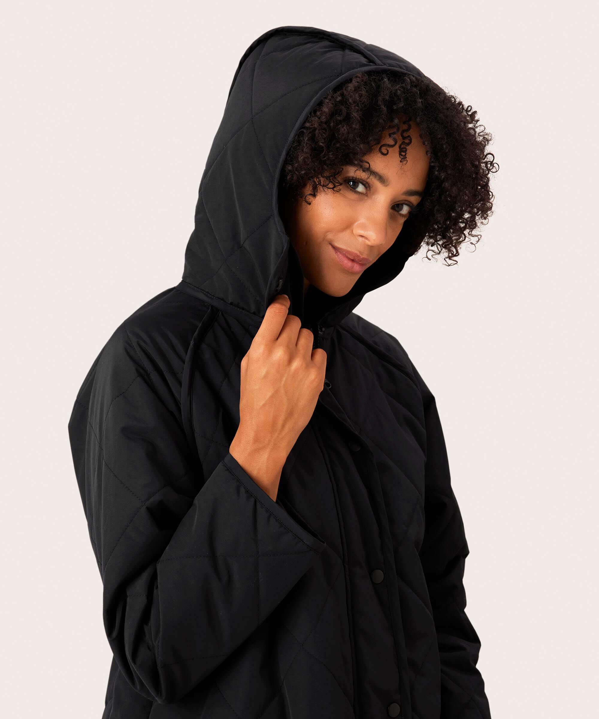 manteau matelassé à capuche, Black