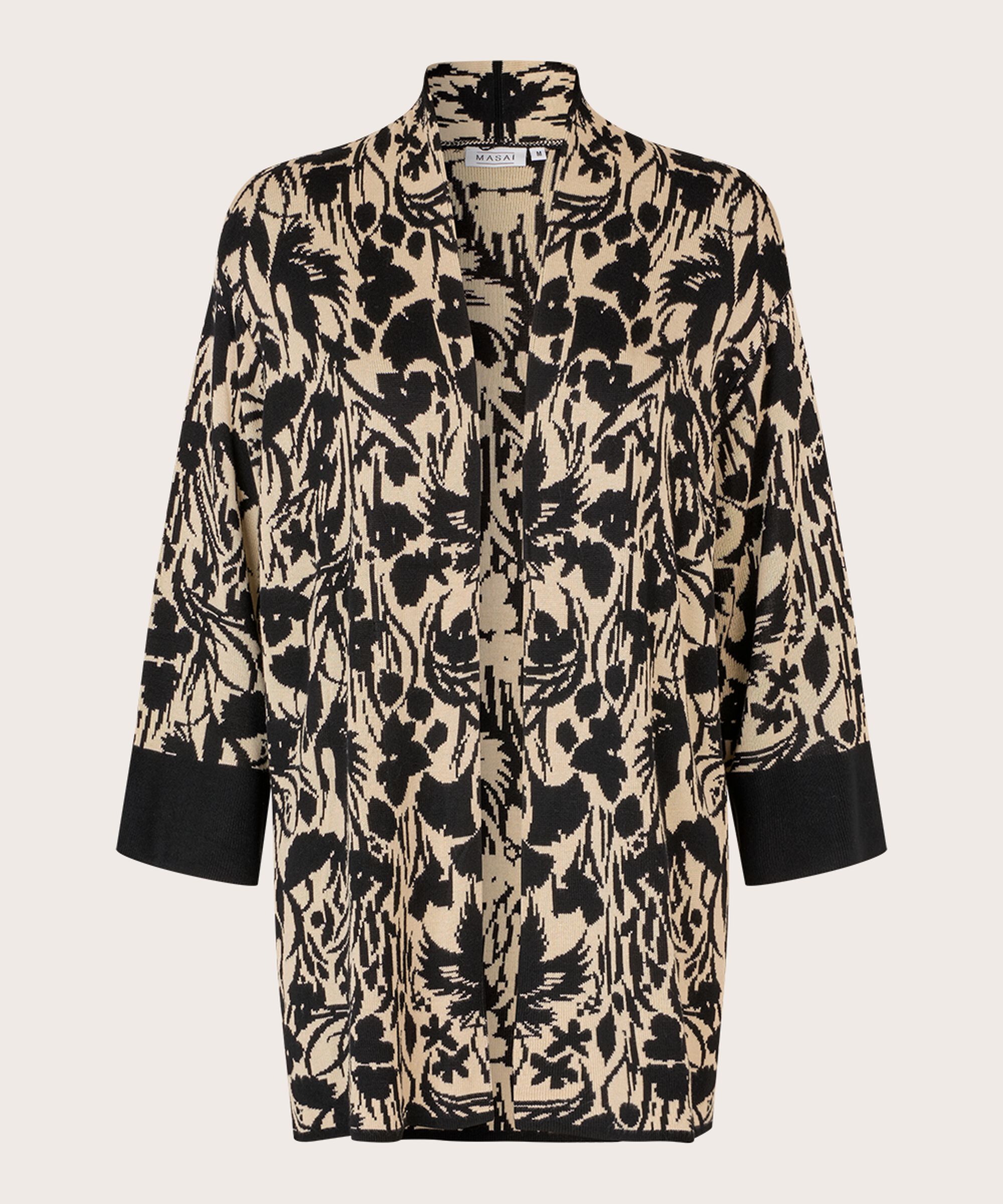 cardigan ouvert avec motif tricoté et bord contrasté, Black