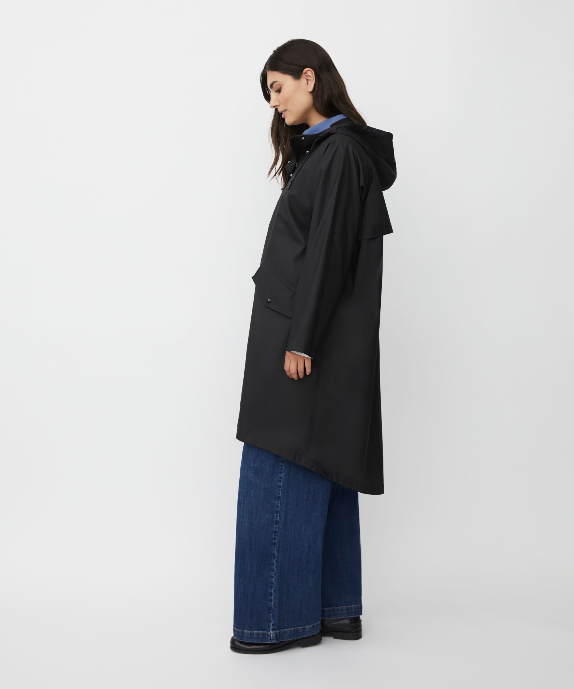 imperméable avec capuche et fermeture éclair à double curseur, Black