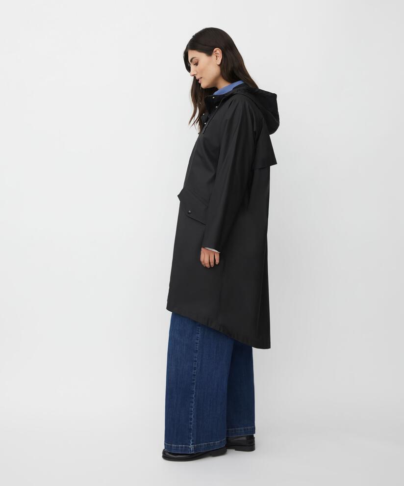 imperméable avec capuche et fermeture éclair à double curseur, Black