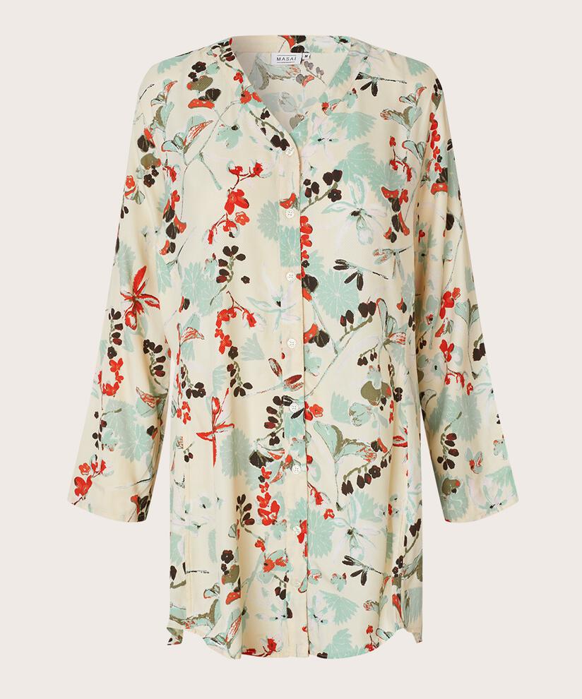 chemise en viscose fleurie avec détail smocké au dos, Frosty Green