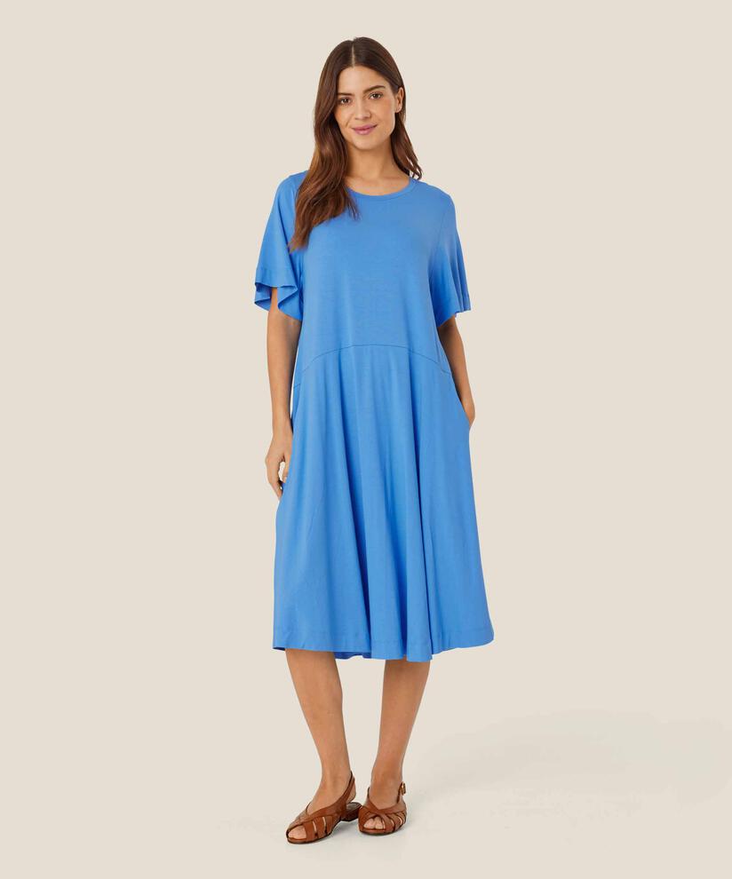 robe en jersey à col rond et poches fendues, Marina