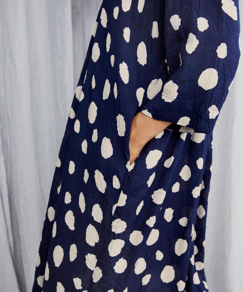Robe En Viscose Manches Trois-quarts, Maritime Blue