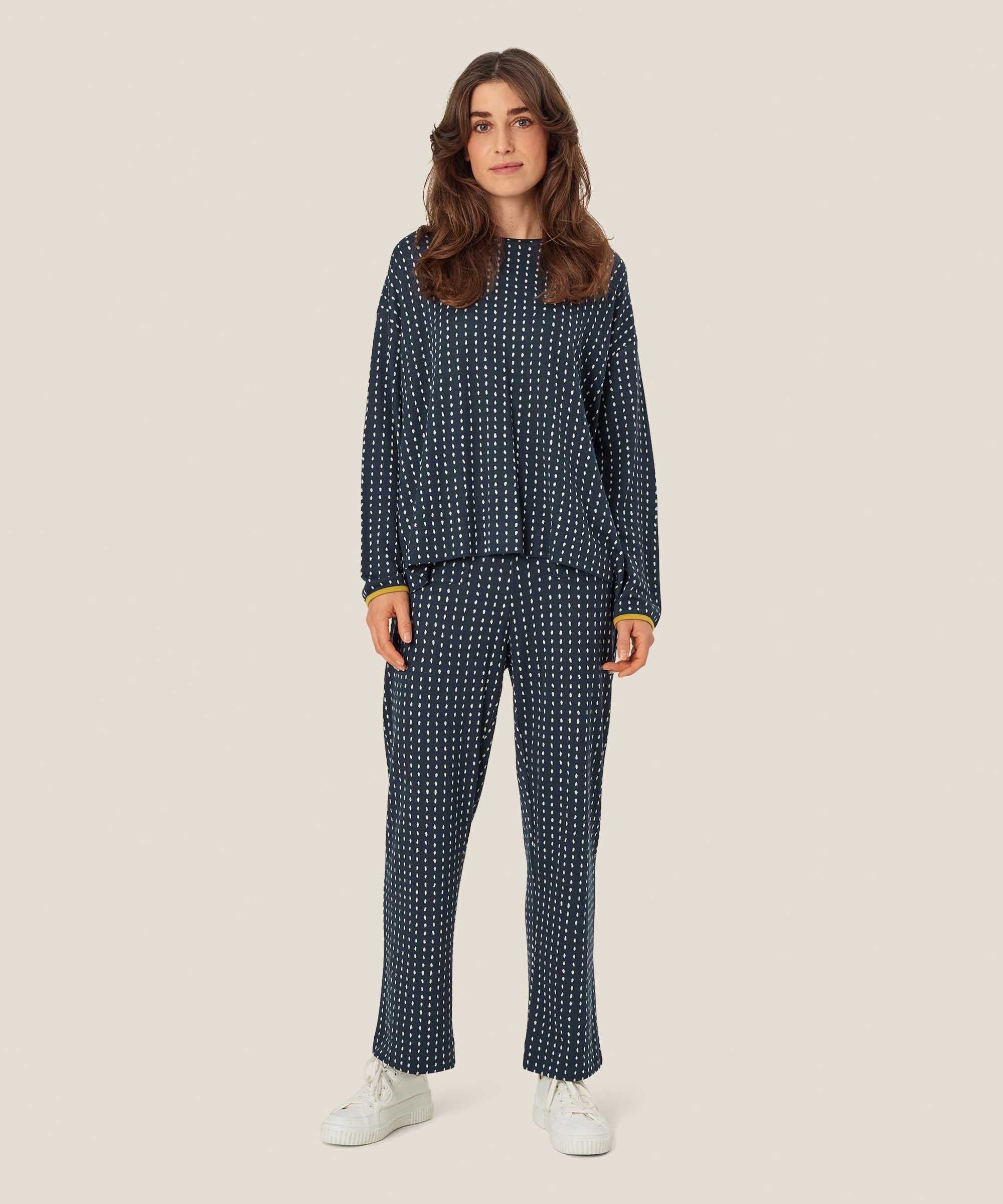 pantalon en jersey à pois avec taille élastique, Mood Indigo