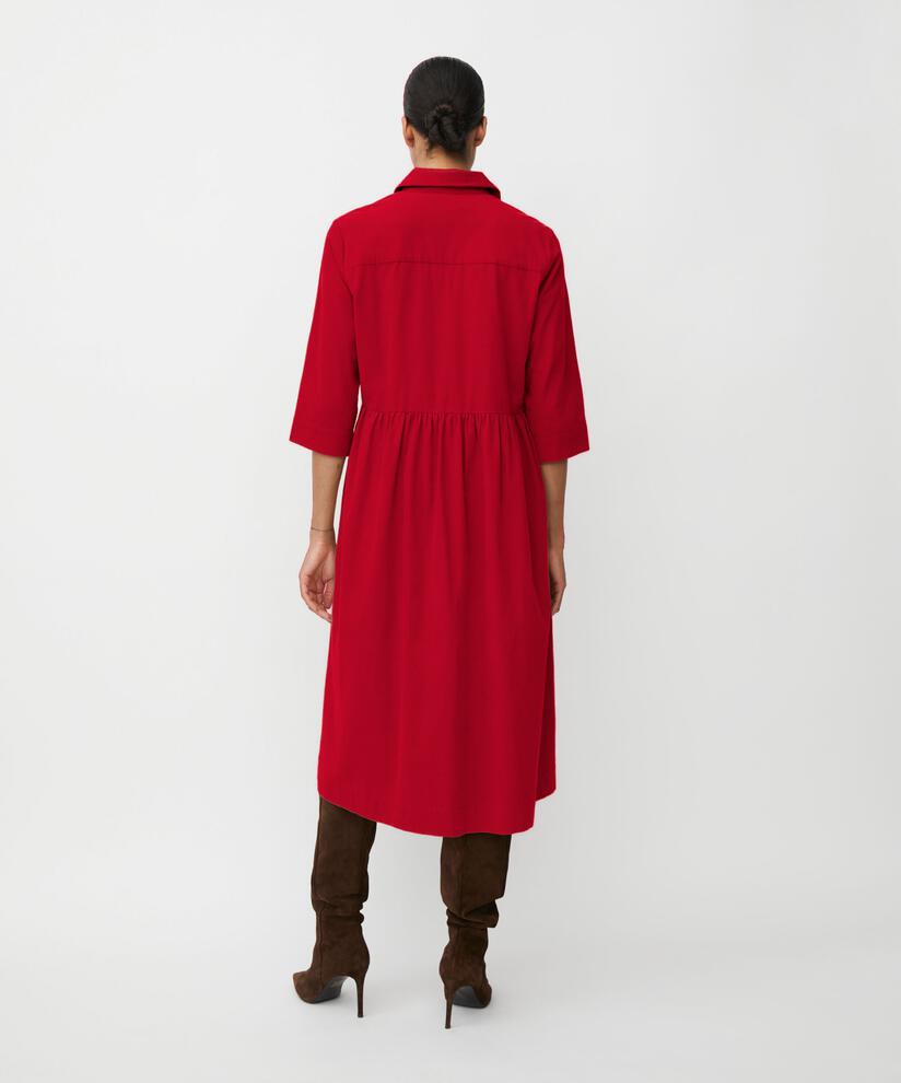Robe Chemise En Velours À Manches 3/4, Scarlet Sage
