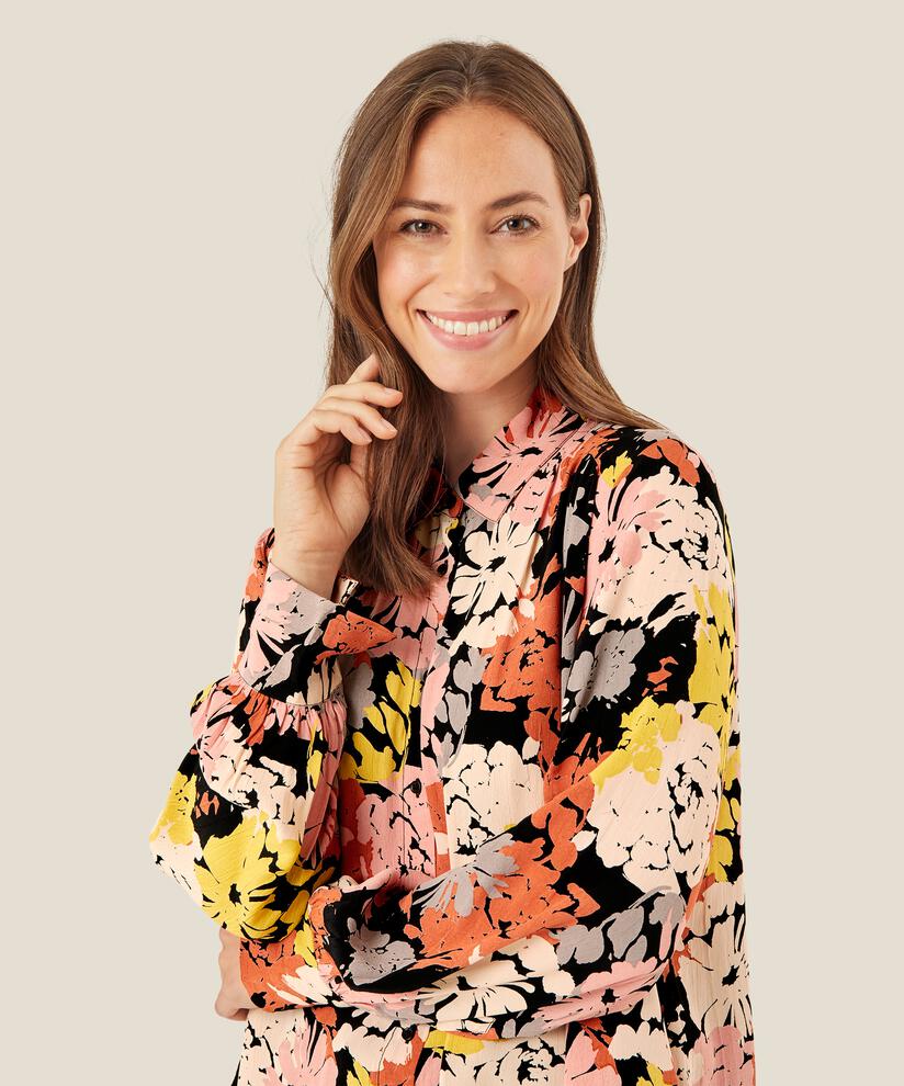 chemise en viscose à imprimé fleuri, Oil Yellow