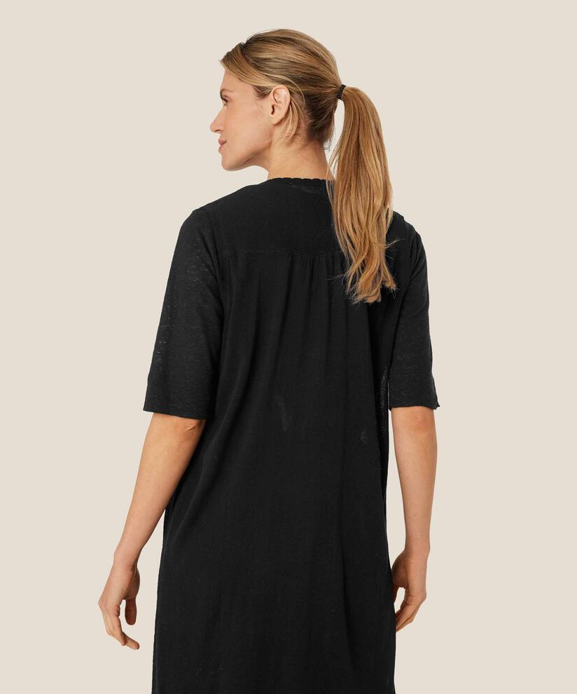 cardigan long tricoté en mélange de lin, Black